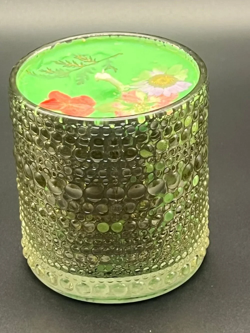 Pressed Botanical Textured Glass Candle Meadow Bright